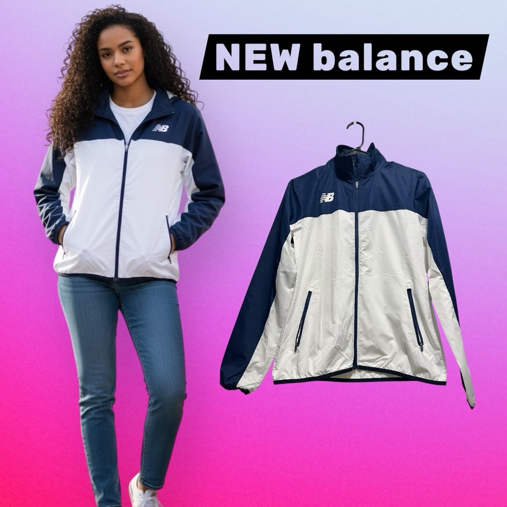 New Balance Women's Navy and White Jacket new without tags